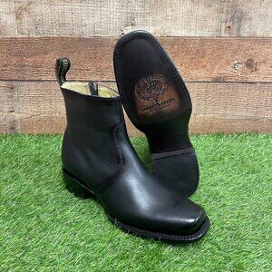 Men's Western Rodeo Genuine Black Leather Half Boots with Zipper Dubai Toe 266